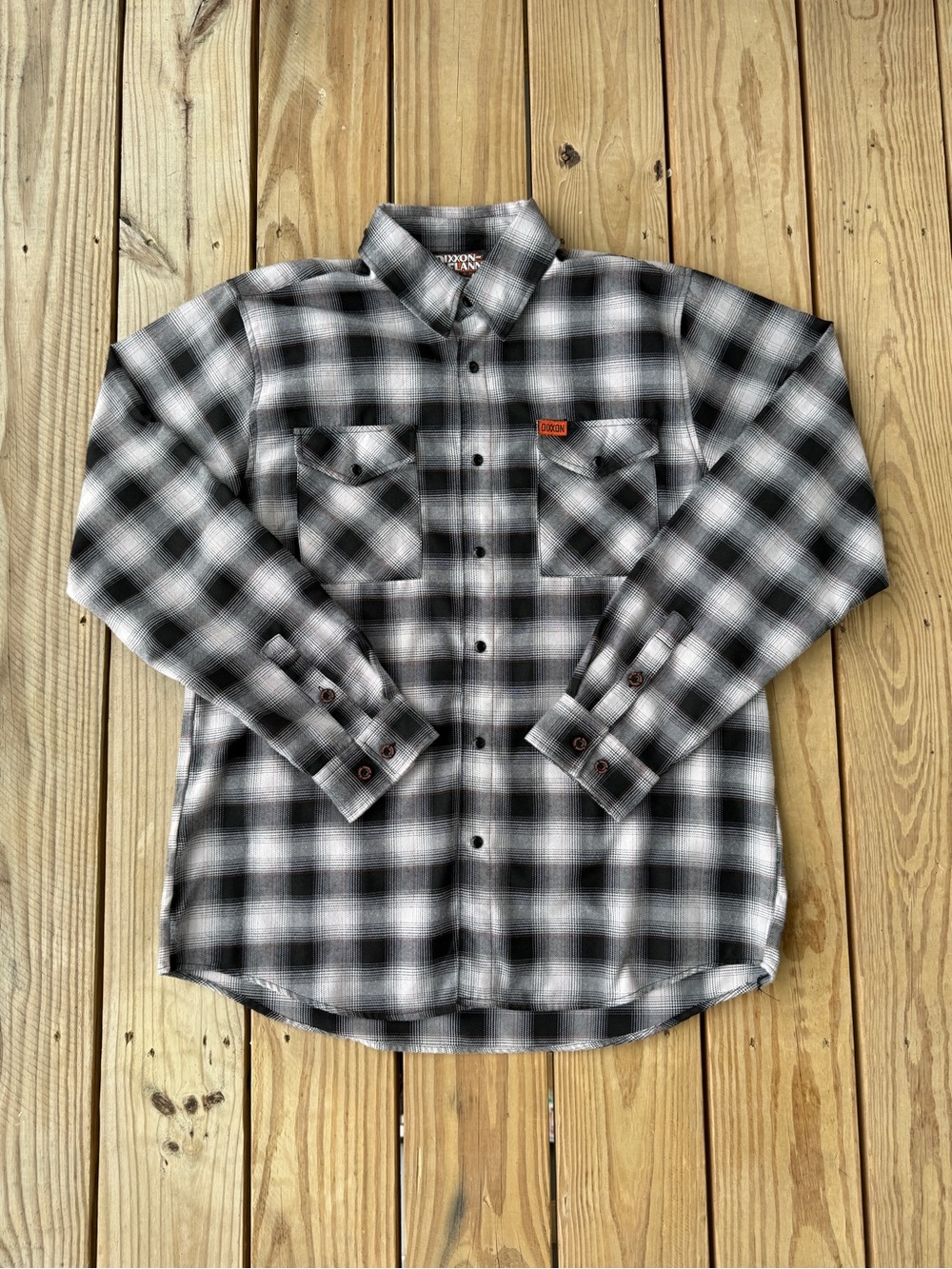 Dixxon Flannel Co Shirt Mens Large The Big Twin Flannel Black White Plaid Snaps